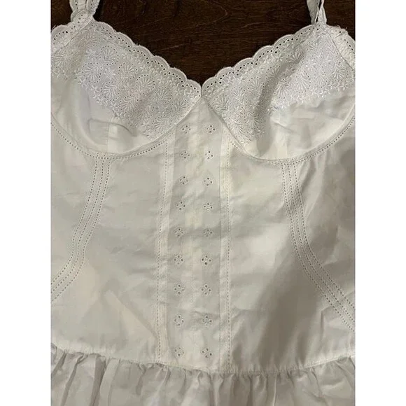 Vintage Betsey Johnson Dress Tiered Eyelet White Ruffles size 8 Cottagecore Boho - Picture 5 of 11